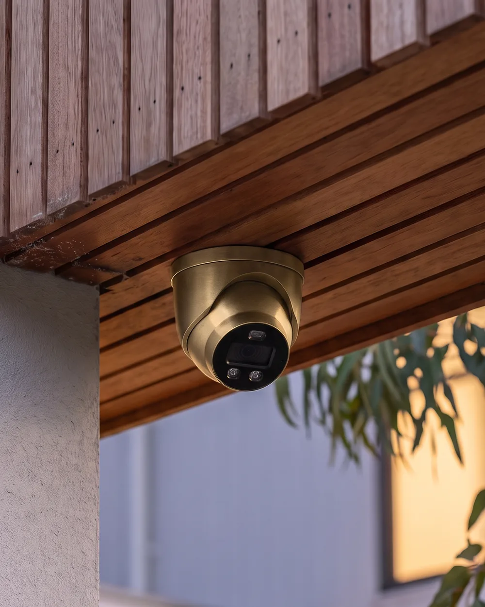 Concept security camera in a brushed brass architectural finish